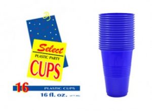 PLASTIC CUPS 16OZ BLUE 16CT/PK