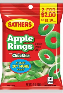 SATHERS 2/$2 APPLE RINGS 3.75OZ