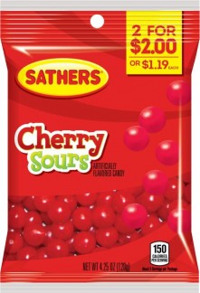 SATHERS 2/$2 CHERRY SOURS 4.25OZ